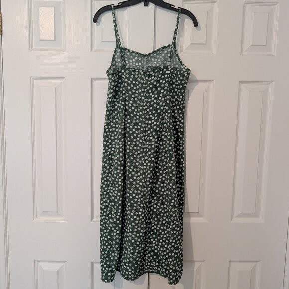 Green Floral Print Summer Midi Dress - Size Medium - Picture 3 of 4